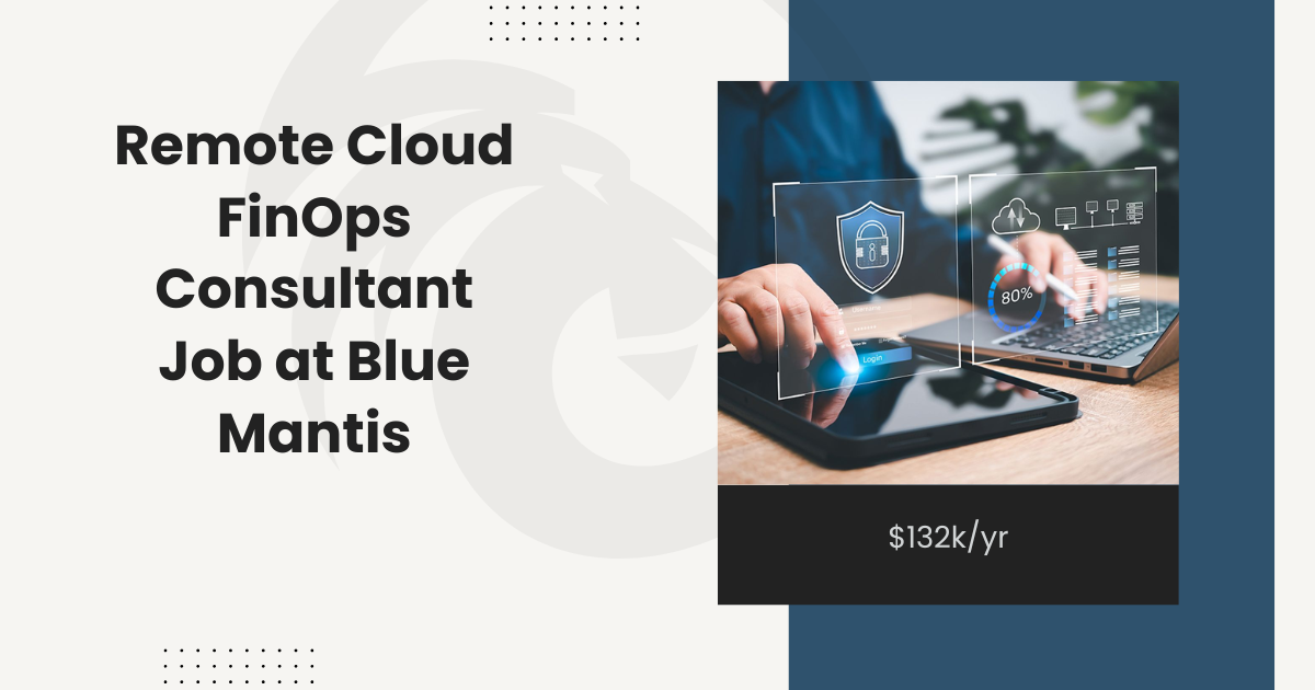 Remote Cloud FinOps Consultant Job at Blue Mantis: $132k/yr